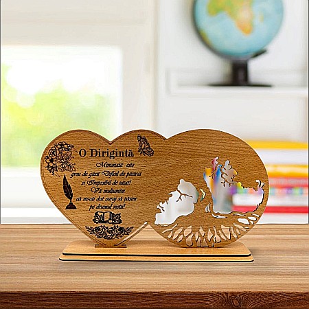 Cadouri Diriginta - Blank decorativ cu suport, personalizat pentru Dirigintă , Produs în România de Rustic Wood Decor, dimensiune 30x16cm