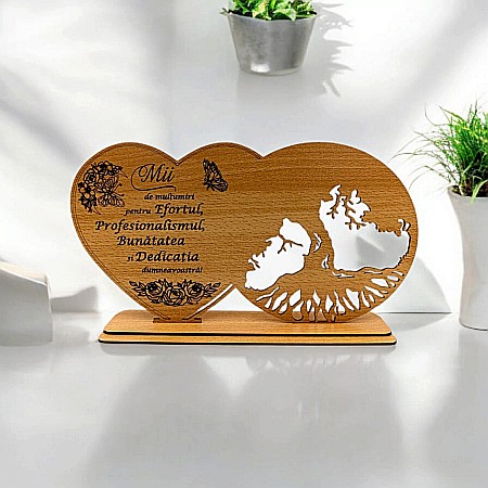Blankuri - Blank decorativ cu suport, personalizat "Mii de mulțumiri" , Produs în România de Rustic Wood Decor, dimensiune 30x16cm