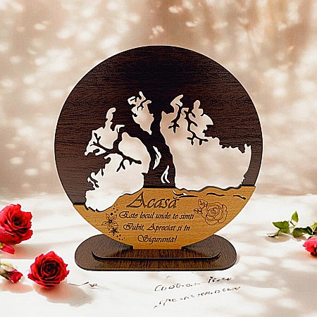 Blankuri - Blank personalizabil, Copacul Vietii decorativ cu mesaj standard ”Acasă este locul unde te simți Iubit,Apreciat...” – Produs în România de Rustic Wood Decor