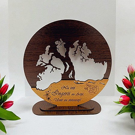 Blankuri - Blank personalizabil, Copacul Vieții decorativ cu mesaj standard pentru Doctor/Medic ”Nu toți ingerii au aripi Unii au stetoscop!” – Produs în România de Rustic Wood Decor