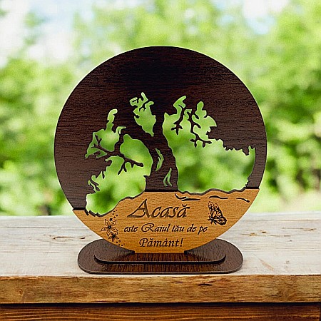 Blankuri - Blank personalizabil, Copacul Vieții decorativ cu mesaj standard ”Acasă este Raiul tău de pe Pământ!” – Produs în România de Rustic Wood Decor