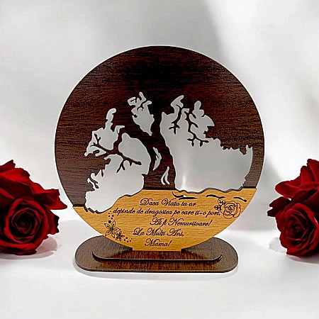 Blankuri - Blank personalizabil, Copacul Vieții decorativ cu mesaj standard pentru Mamă ”Daca viata ta ar depinde de Dragostea pe care ti-o port...” – Produs în România de Rustic Wood Decor