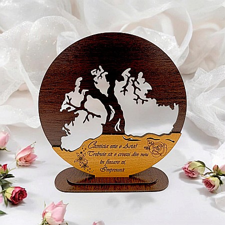 Blankuri - Blank personalizabil, Copacul Vieții decorativ cu mesaj standard pentru Căsnicie ”Căsnicia este o Artă! Trebuie sa o creezi din nou in fiecare zi, Împreună ” – Produs în România de Rustic Wood Decor