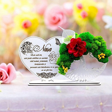 Cadouri Nasa - Tablou Inima Copacul vietii decorativ cu suport, personalizat pentru Nasa "Nasa este acel om care poate..." , Produs în România de Rustic Wood Decor, dimensiune 30x16cm