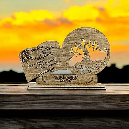 Decoratiune Copacul Vietii-Carte - Decoratiune tablou inima, blank pentru licheni stabilizati, "Sa formezi o echipa este doar inceputul...", 30x18cm,