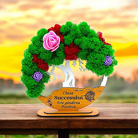 Cadouri Sefa/Sef - Tablou Copacul Vietii Cadou personalizat cu mesaj standard pentru Sefa/Doctor/Prieteni/Profesori , alb, decorat cu licheni stabilizati Produs în România de Rustic Wood Decor