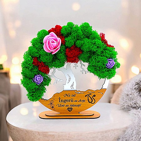 Cadouri Sefa/Sef - Tablou Copacul Vietii Cadou personalizat cu mesaj standard pentru Sefa/Doctor/Prieteni/Profesori , alb, decorat cu licheni stabilizati Produs în România de Rustic Wood Decor