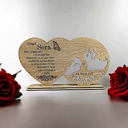 Blankuri - Cadou personalizat, Tablou blank copacul vietii cu mesaj standard pentru Sora, maro