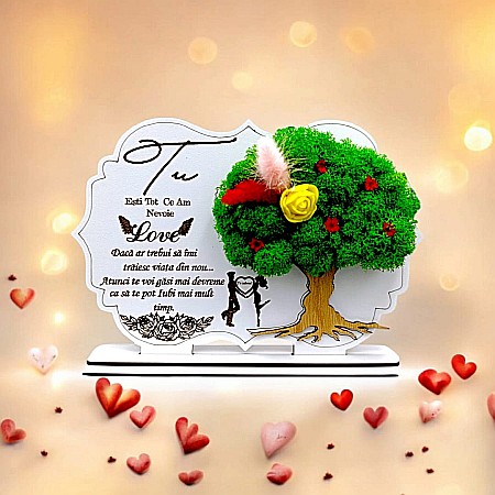 Decoratiuni cu Licheni - Cadou personalizat, Tablou cu mesaj standard pentru Sotie/Sot/Prietena