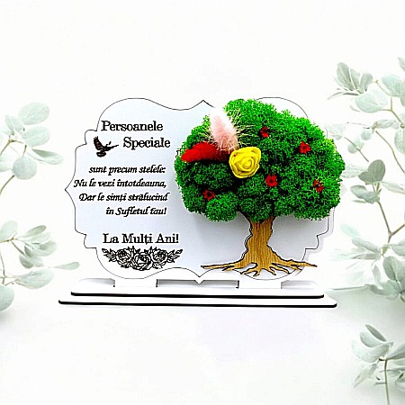 Decoratiuni cu Licheni - Cadou personalizat, Tablou cu mesaj standard pentru Aniversare/Familie/Prieteni/Persoanele Speciale