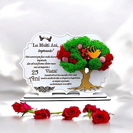 Decoratiuni cu Licheni - Cadou personalizat, Tablou cu mesaj standard pentru Aniversare