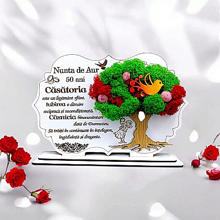 Decoratiuni cu Licheni - Cadou personalizat, Tablou cu mesaj standard pentru Nunta de Aur