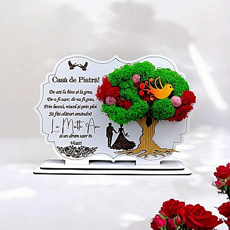 Decoratiuni cu Licheni - Cadou personalizat, Tablou cu mesaj standard pentru Nunta/Cununie/Aniversare