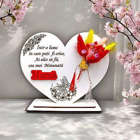 Cadouri Mama - Cadou personalizat Inima, cadou personalizat cu mesaj standard pentru Mama, dimensiune 15cm