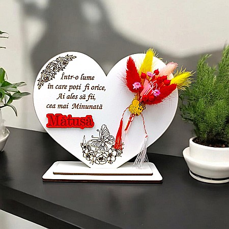 Cadouri Matusa - Cadou personalizat Inima cu mesaj standard pentru Matusa, dimensiune 15cm