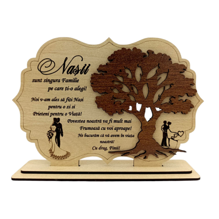Cadouri Nasi - Tablou din Lemn Personalizat – Cadou pentru Nași