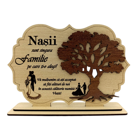 Cadouri Nasi - Tablou din Lemn Personalizat – Cadou pentru Nași, model 1