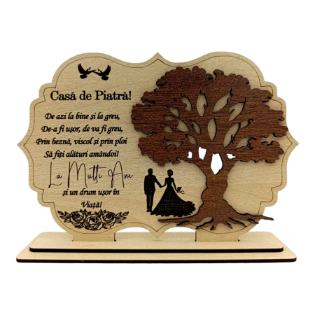 Cadouri pentru Nunta - Tablou din Lemn Personalizat – Cadou pentru Casa de Piatra