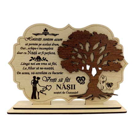 Cadouri Nasi - Tablou din Lemn Personalizat – Cadou pentru Cerere Nași