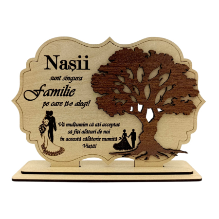 Cadouri Nasi - Tablou din Lemn Personalizat – Cadou pentru Nași, model 2