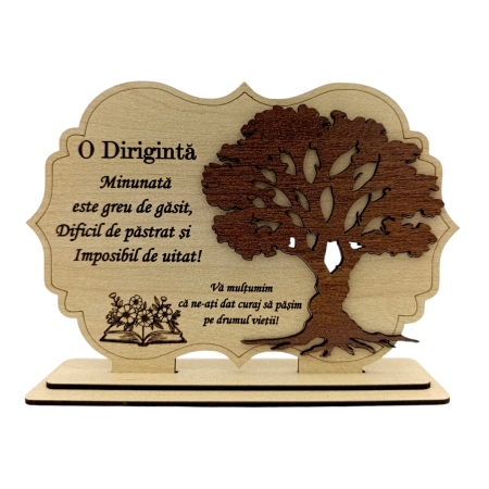 Tablou din Lemn Personalizat – Cadou  pentru Profesor sau Profesoară, 21x14 - 30x20cm - Crem [2]