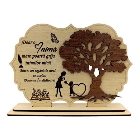 Tablou din Lemn Personalizat – Cadou  pentru Profesor sau Profesoară, 21x14 - 30x20cm - Crem [3]