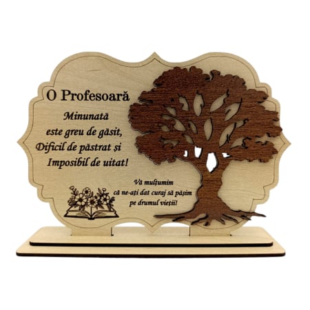 Tablou Blank pentru licheni - Tablou din Lemn Personalizat – Cadou  pentru Profesor sau Profesoară, 21x14 - 30x20cm - Crem