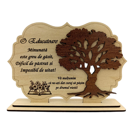 Tablou din Lemn Personalizat – Cadou  pentru Profesor sau Profesoară, 21x14 - 30x20cm - Crem [1]