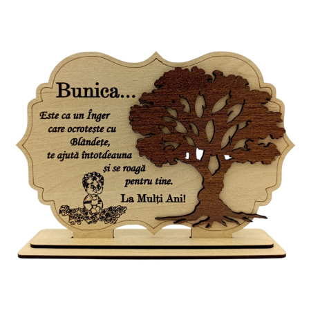 Cadouri Bunica - Tablou din Lemn Personalizat – Cadou pentru Bunica