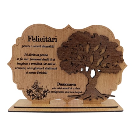 Tablou Blank pentru licheni - Tablou din Lemn Personalizat – Cadou pentru Pensionar sau Pensionara, 21x14 - 30x20cm, Cires