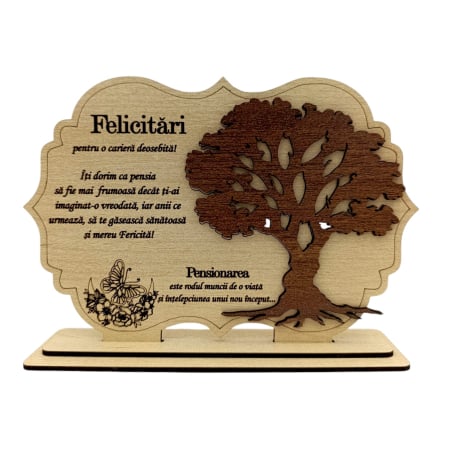 Tablou Blank pentru licheni - Tablou din Lemn Personalizat – Cadou pentru Pensionar sau Pensionara, 21x14 - 30x20cm, Crem