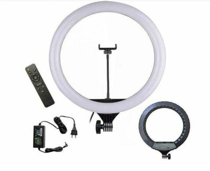 Andowl Lumină Inelară 44cm 3200 - 5800K cu Trepied pardoseală și Suport pentru Telefon [2]