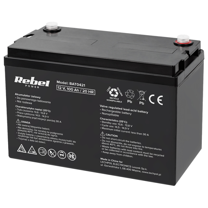 ACUMULATOR STATIONAR AGM VRLA 12V 100AH REBEL [2]