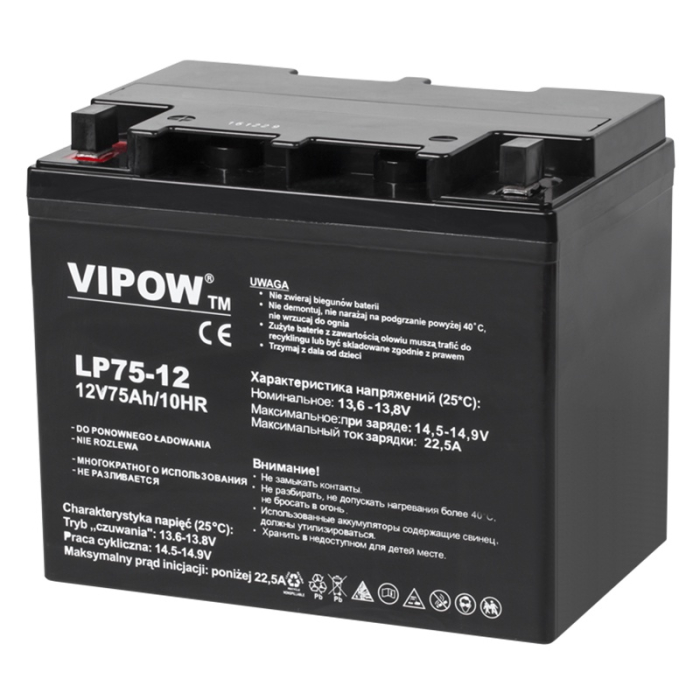 ACUMULATOR STATIONAR AGM VRLA 12V 75AH VIPOW [2]