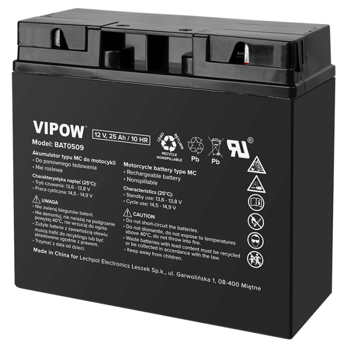 ACUMULATOR VEHICULE ELECTRICE 12V 25AH / 10HR VIPOW [2]