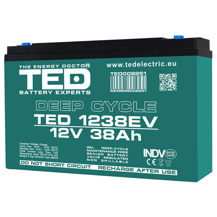 ACUMULATOR VEHICULE ELECTRICE DEEP CYCLE 12V 38AH TED [2]