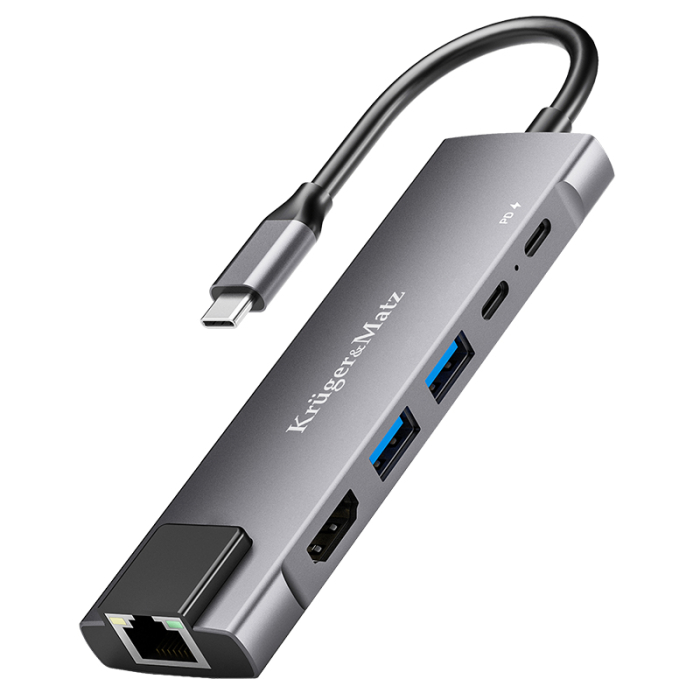 ADAPTOR HUB USB TIP C HDMI/2X USB3.0/2X USB TIP C/RJ45 [3]