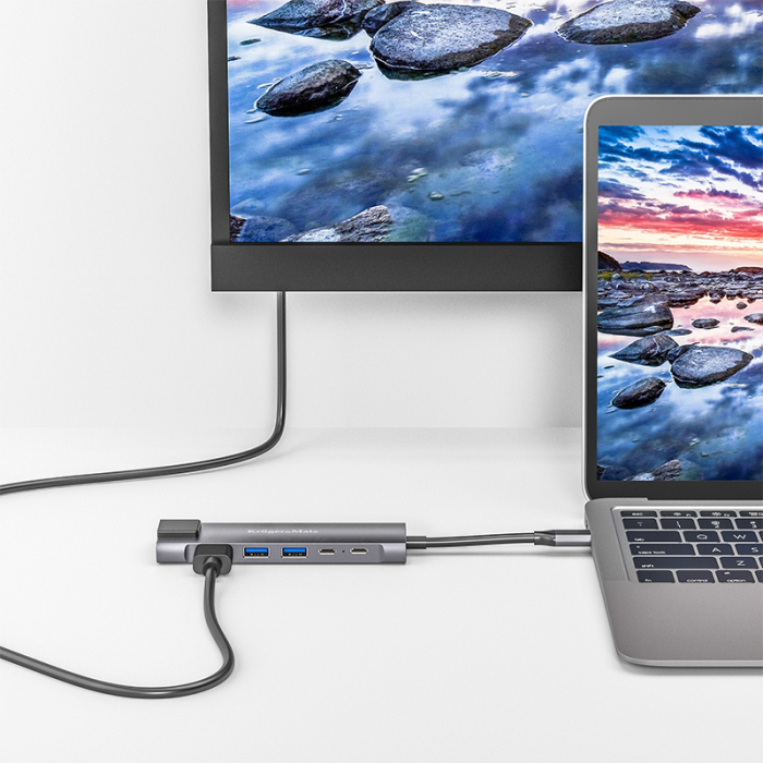 ADAPTOR HUB USB TIP C HDMI/2X USB3.0/2X USB TIP C/RJ45 [6]