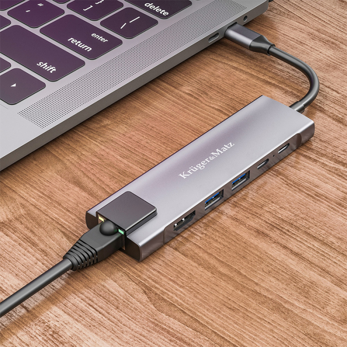 ADAPTOR HUB USB TIP C HDMI/2X USB3.0/2X USB TIP C/RJ45 [9]