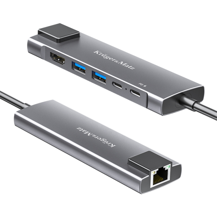ADAPTOR HUB USB TIP C HDMI/2X USB3.0/2X USB TIP C/RJ45 [4]