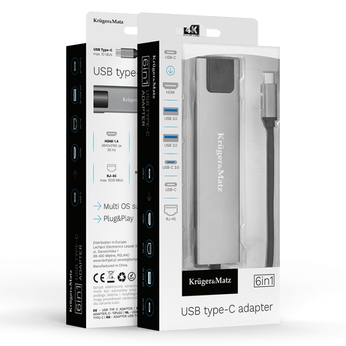 ADAPTOR HUB USB TIP C HDMI/2X USB3.0/2X USB TIP C/RJ45 [7]