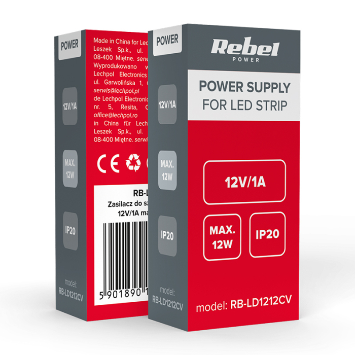 ALIMENTATOR BANDA LED IP20 12V 1A 12W REBEL [4]