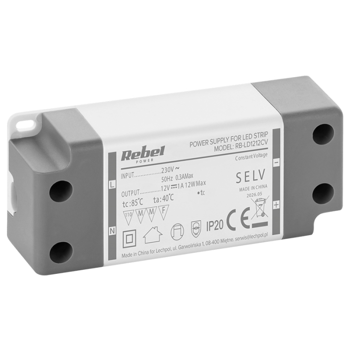 ALIMENTATOR BANDA LED IP20 12V 1A 12W REBEL [2]