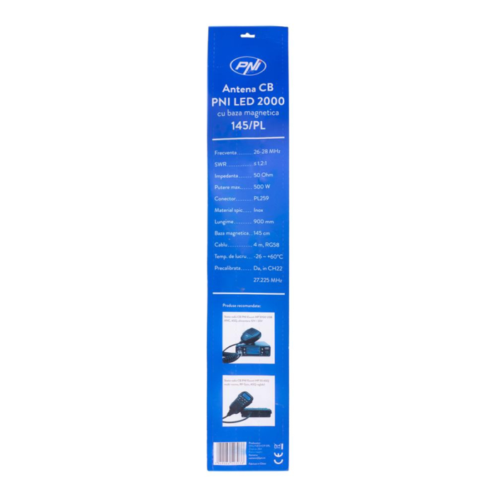 ANTENA CB PNI LED 2000, LUNGIME 90 CM, ILUMINARE IN TIMPUL EMISIEI, CU MAGNET INCLUS [4]