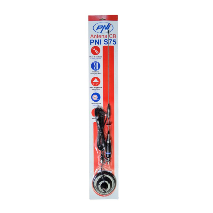 ANTENA CB PNI S75 CU FLUTURE, LUNGIME 54 CM, CU MAGNET INCLUS [8]