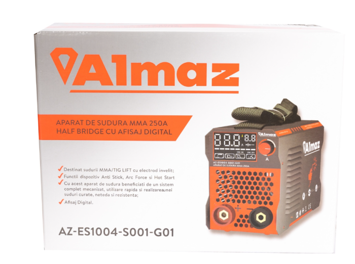 Aparat de sudură MMA 250A cu afișaj digital – Almaz AZ-ES1004-S001-G01  Performanță optimizată cu afișaj digital și funcții avansate! Aparatul de sudură Almaz MMA 250A (AZ-ES1004-S001-G01) este un ech [4]
