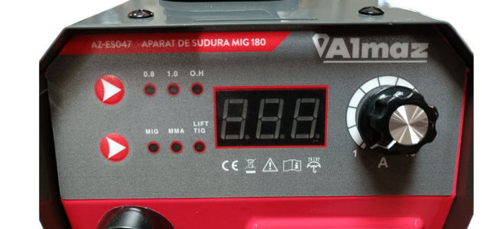 Aparat sudura Almaz, MMA+LiftTIG+FCAW(doar sudura sarma flux), intensitate maxima 180A, afisaj digital [5]
