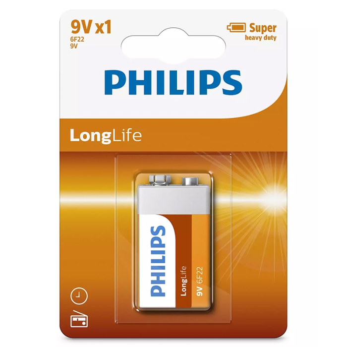 BATERIE PHILIPS 9V 6F22 LONGLIFE B1 BLISTER PHILIPS [2]