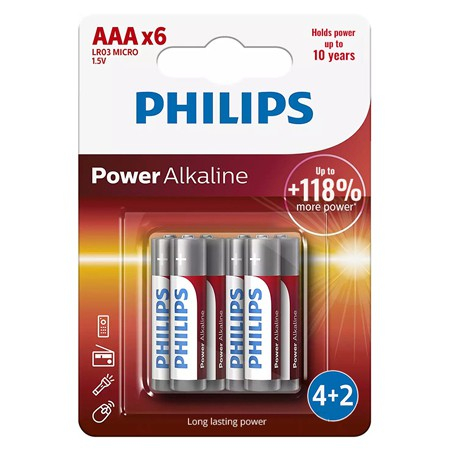 BATERIE POWER ALKALINE LR3 AAA BLISTER 6 BUC PHILIPS [1]