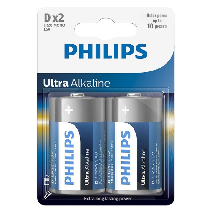 BATERIE ULTRA ALKALINE LR20 D BLISTER 2 BUC PHILIPS [2]